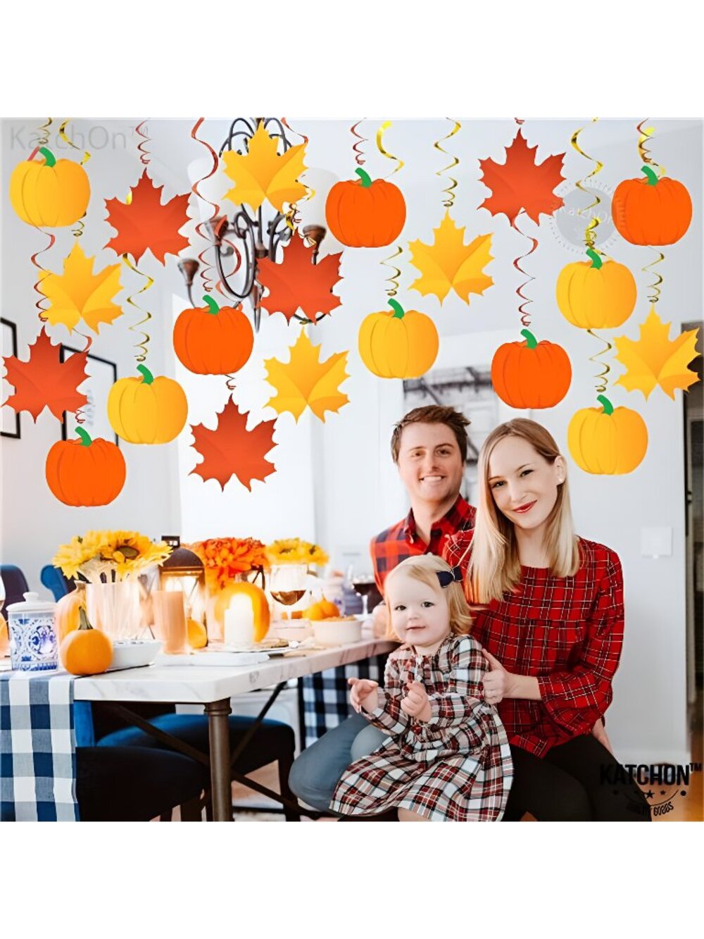 Thanksgiving Swirls for Hanging Fall Decorations - No DIY, Pack of 30 Maple Leaf